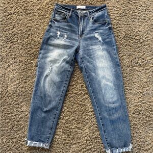 Risen Blue Distressed Boyfriend Jeans